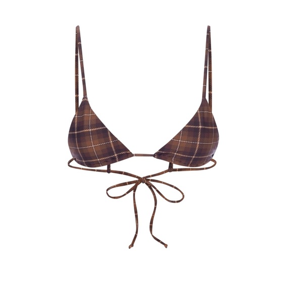 MIAOU Itty Bitty Bikini Set (Chocolate Plaid) NWOT (Panty liner attached) - Picture 4 of 10
